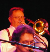 Me on bone and Gary in front on sax, Continentals gig Nov 2008